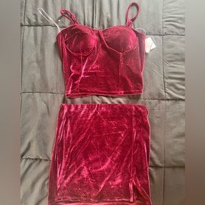 Burgundy Velvet Matching Set